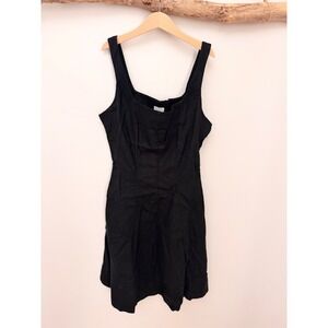 A New Day Black Linen Blend Corset Mini Dress Size 0 Sleeveless Square Neck